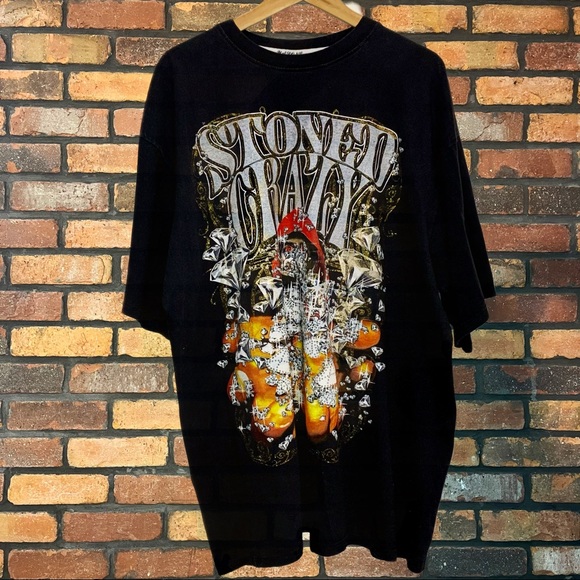 Yalong “Stoned Crazy” Oversized Embellished T-Shirt - Picture 2 of 3